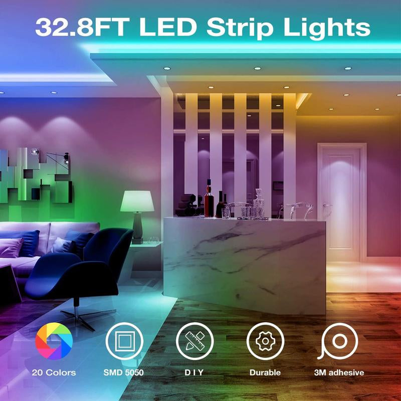 32.8Ft LED Strip Lights Kit with Remote and Power Supply - Color Changing, 2 Rolls 16.4 Feet