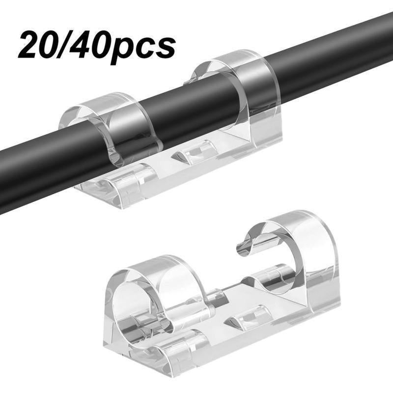 20/40PCS Mini Self Adhesive Space Saving Cable Clips, Cable Tidy Wire Clips, Desk Organisers for Home Office Bedroom Dormitory,Office Supplies.